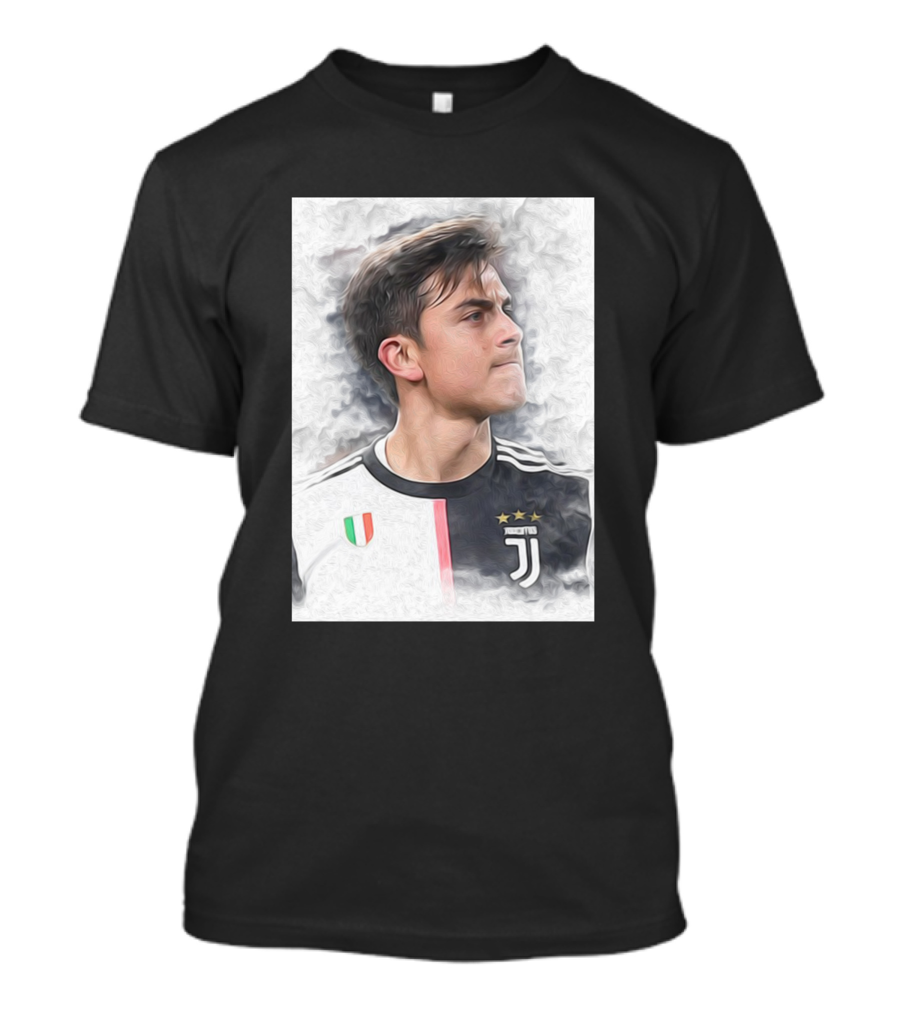 Dybala Juventus Portrait With Three Stars And Italian Shield T-Shirt