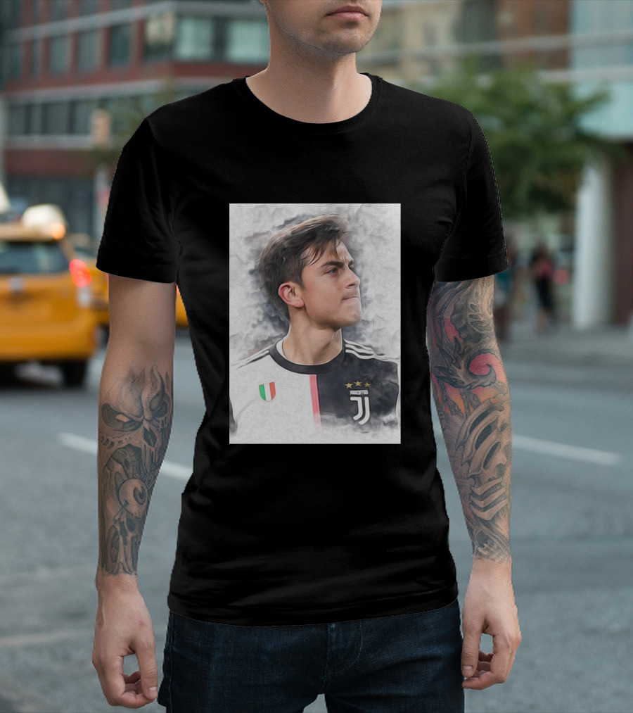 Dybala Juventus Portrait With Three Stars And Italian Shield T-Shirt