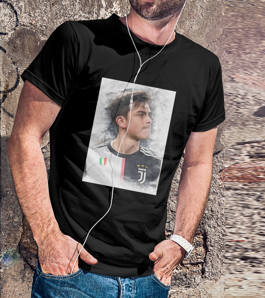 Dybala Juventus Portrait With Three Stars And Italian Shield T-Shirt