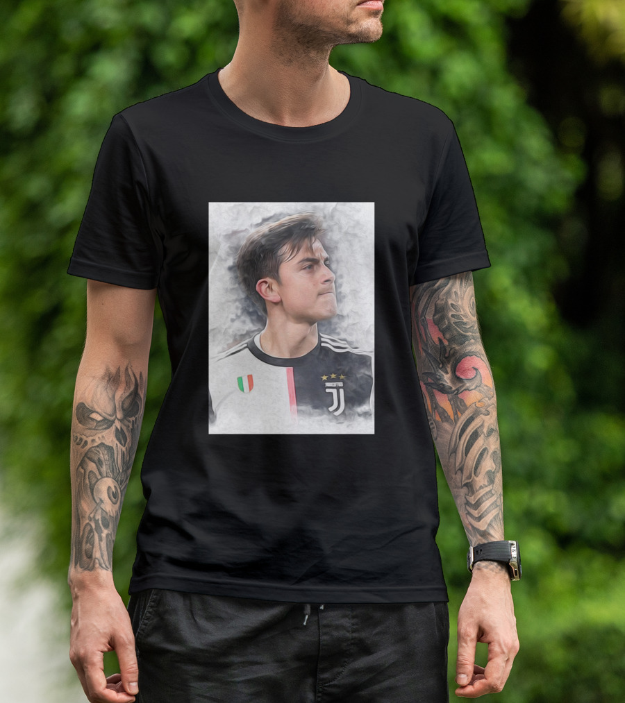 Dybala Juventus Portrait With Three Stars And Italian Shield T-Shirt