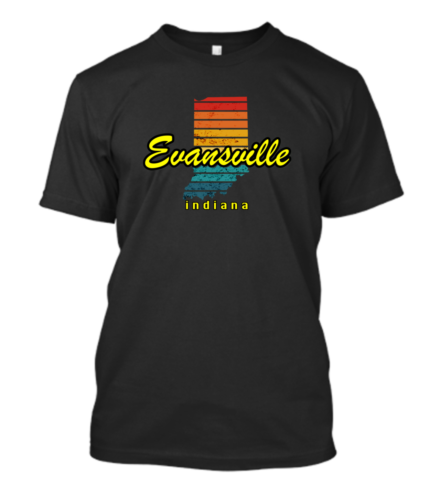 Evansville Indiana Retro State Map Stripes T-Shirt