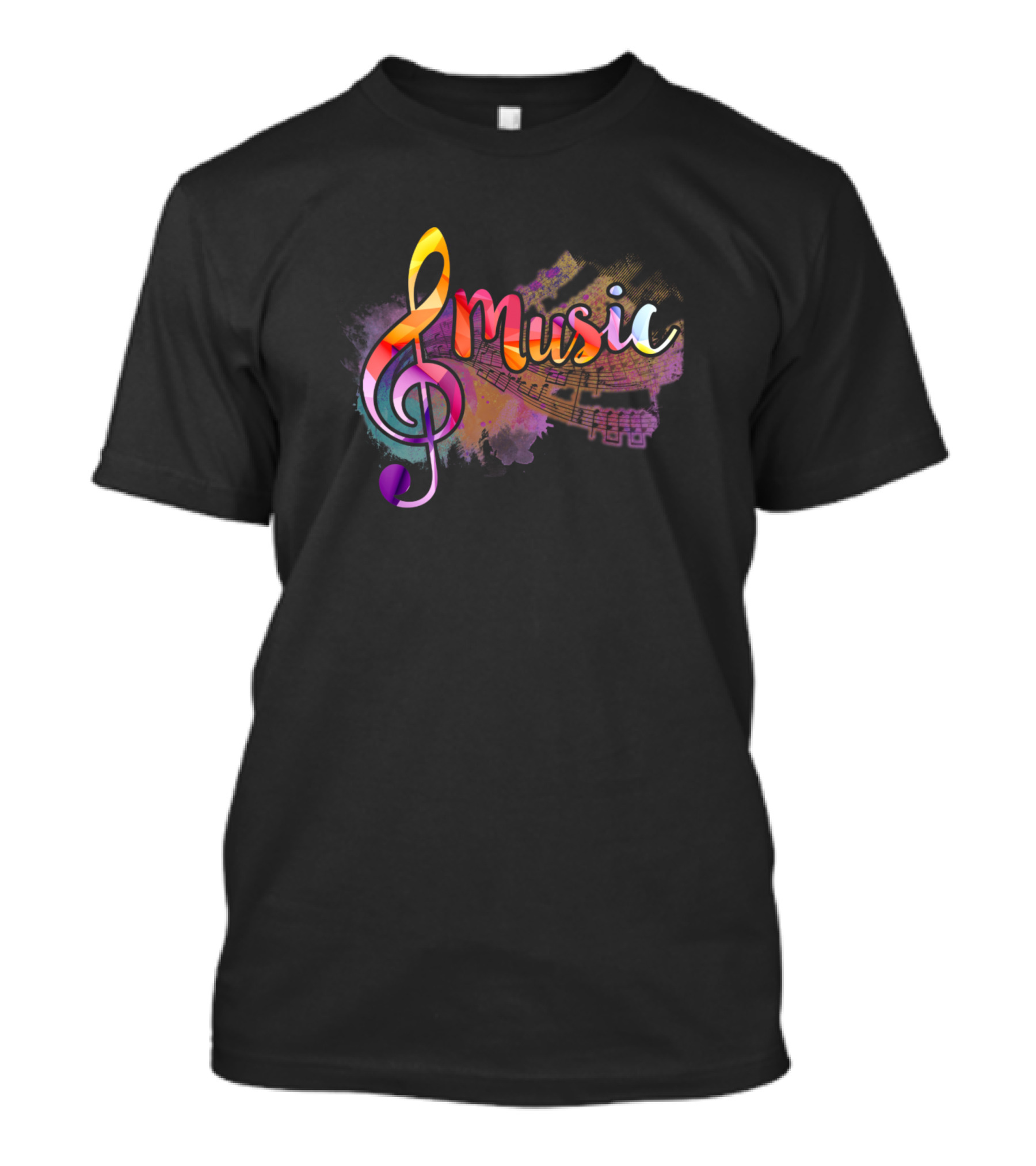 Funky Colorful Music Treble Clef Musical Note With Vibrant Music Notes And Text T-Shirt