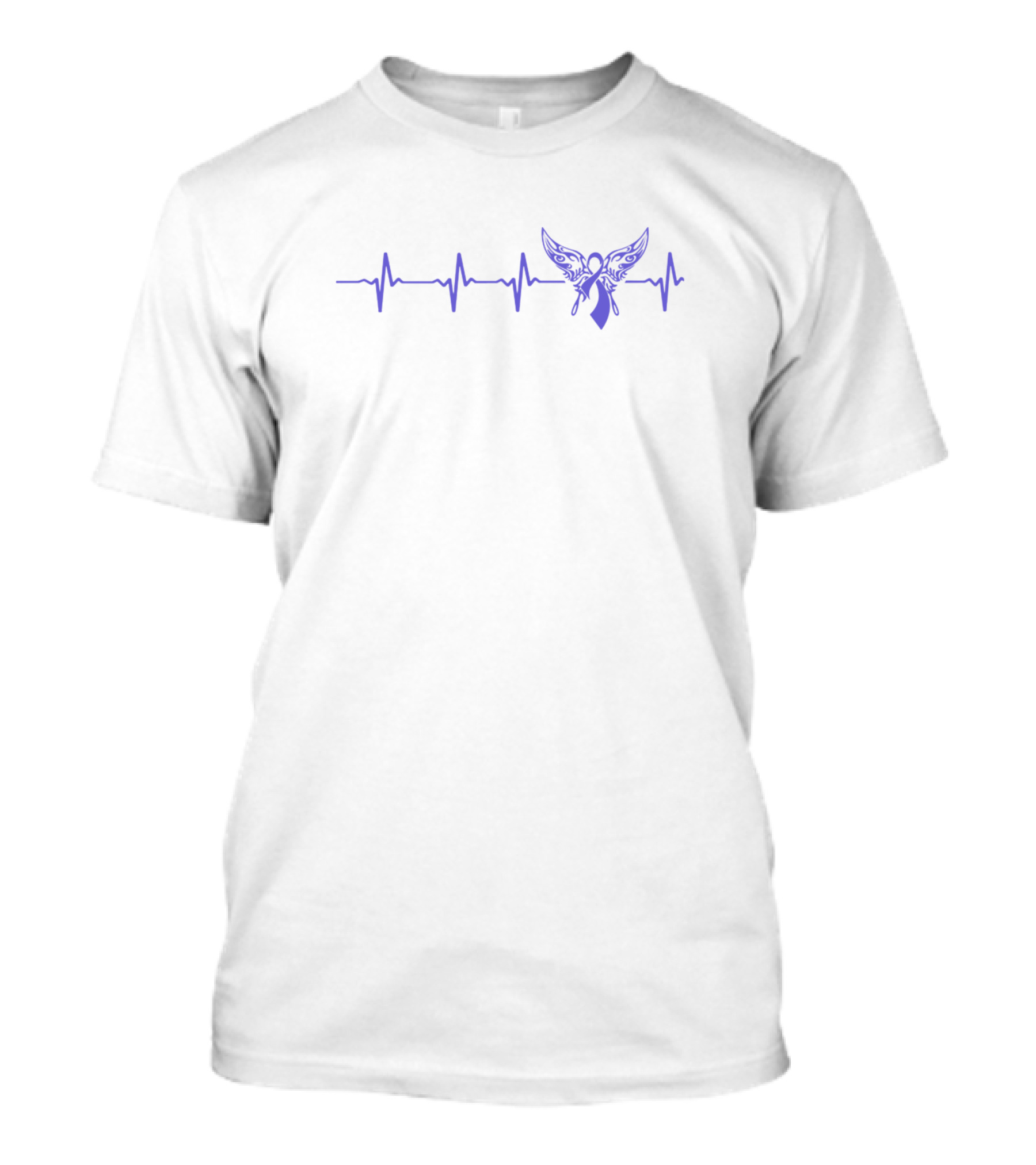 Gastric Cancer Awareness Purple Ribbon Butterfly Heartbeat T-Shirt
