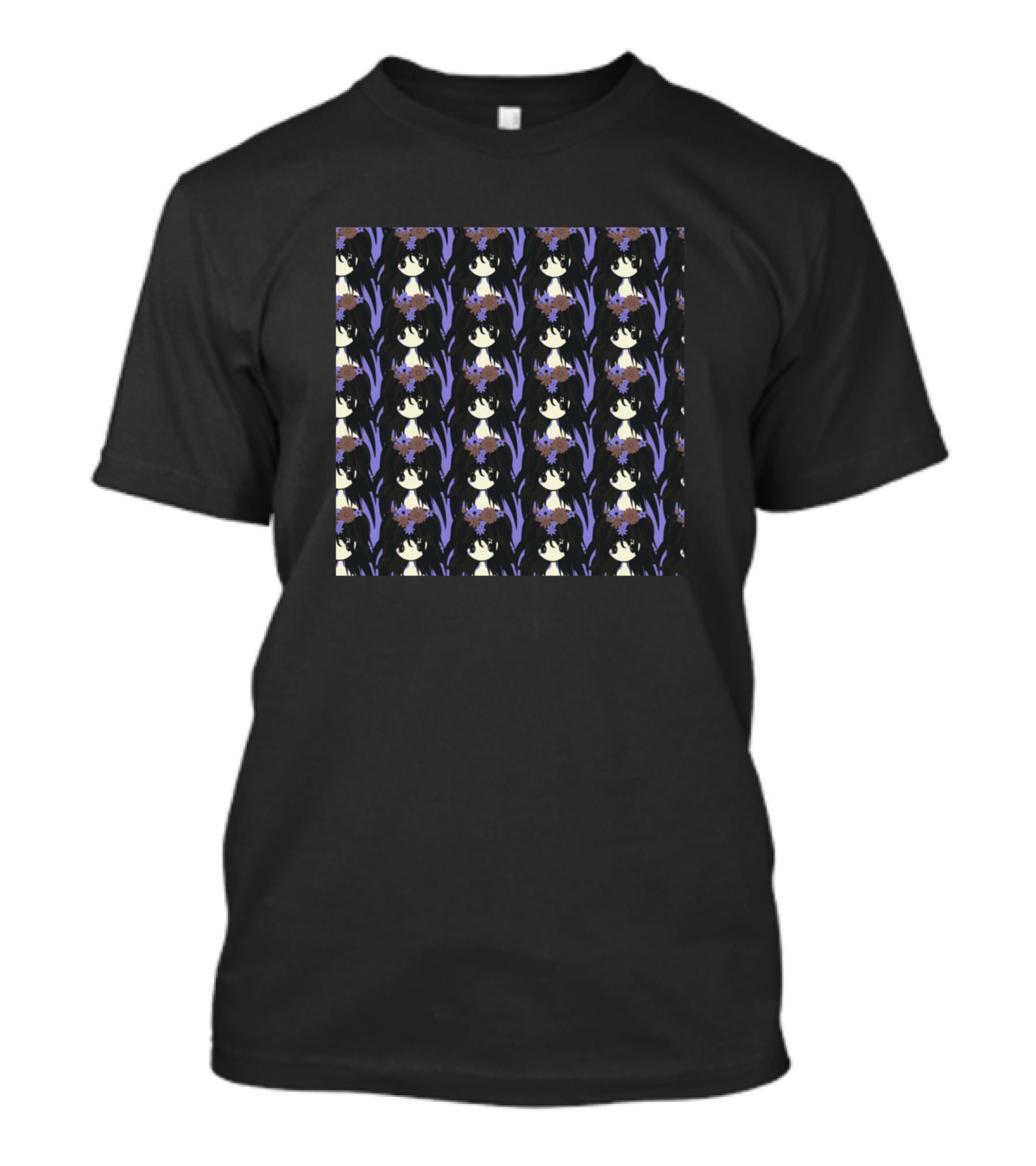 Black And Purple Flower Crown Girl T-Shirt
