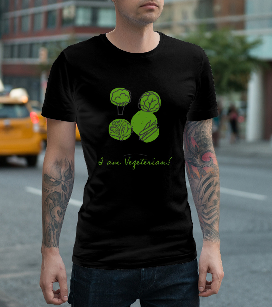 I Am Vegetarian Broccoli Cabbage Lettuce Avocado T-Shirt