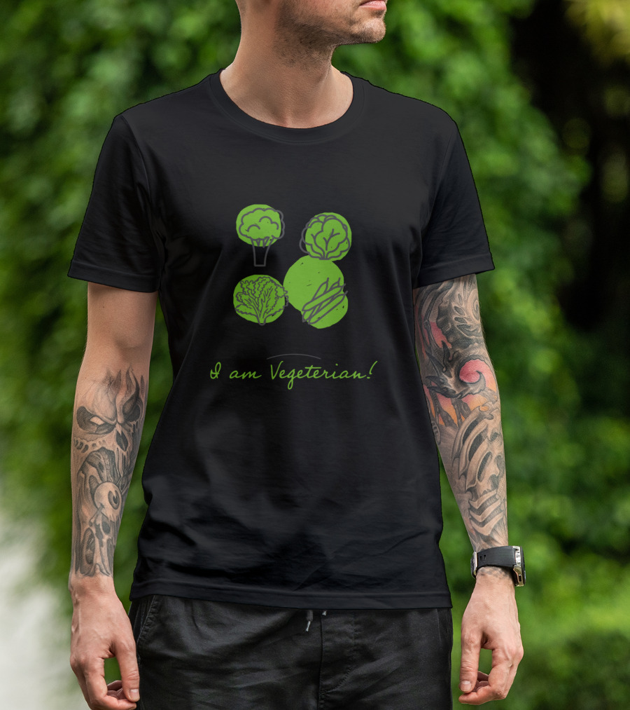 I Am Vegetarian Broccoli Cabbage Lettuce Avocado T-Shirt
