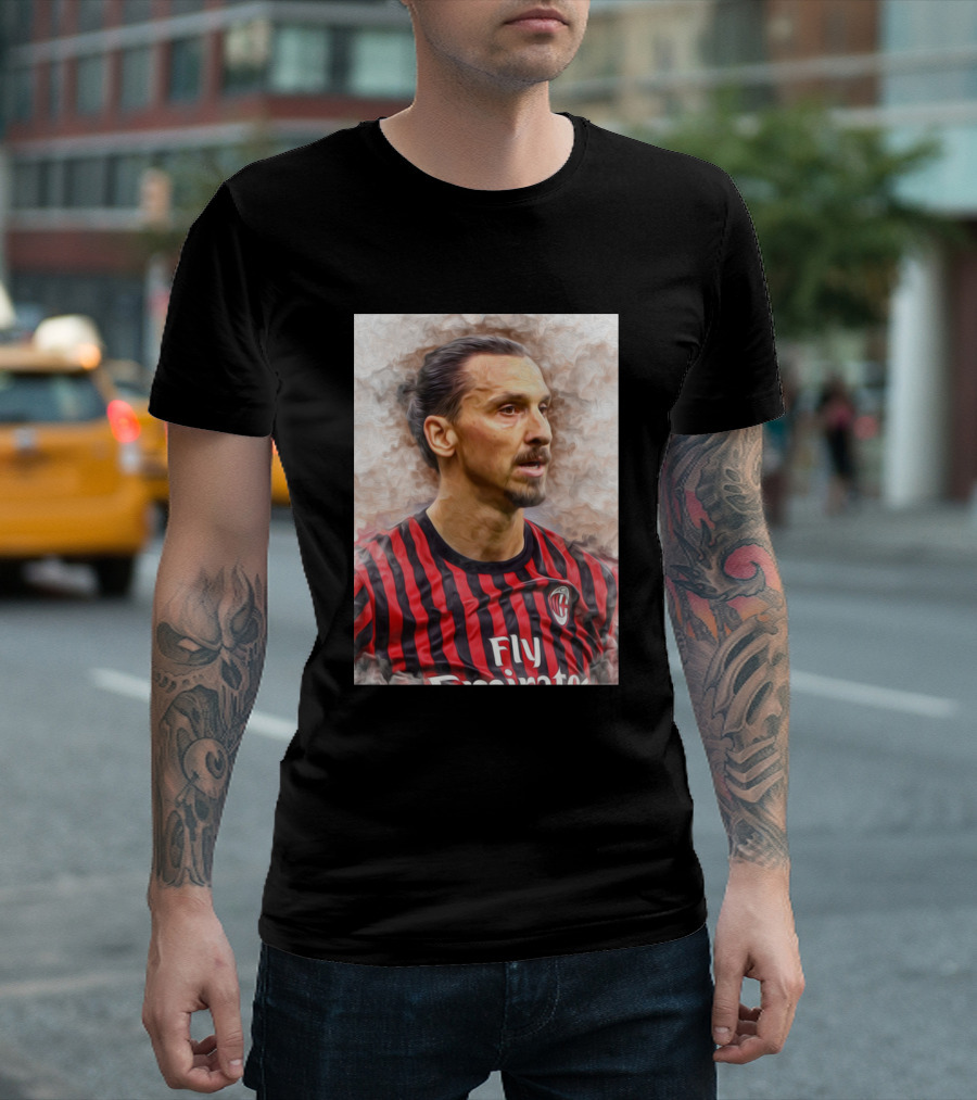 Zlatan Ibrahimovic AC Milan Striped Jersey Football T-Shirt