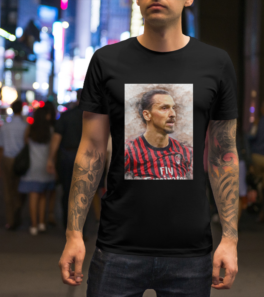 Zlatan Ibrahimovic AC Milan Striped Jersey Football T-Shirt