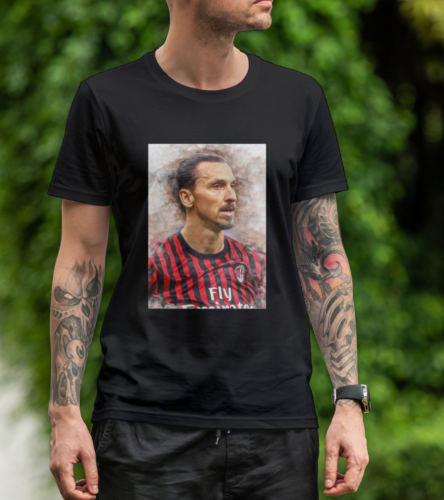 Zlatan Ibrahimovic AC Milan Striped Jersey Football T-Shirt