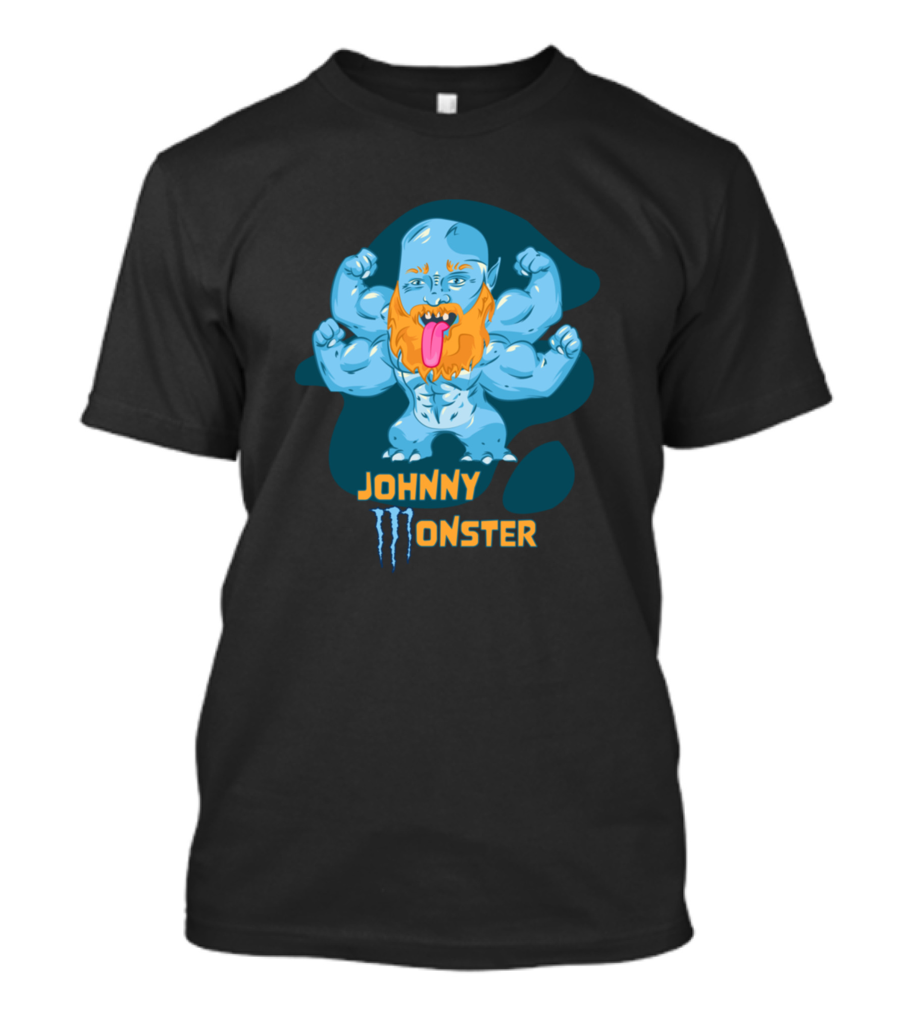 Johnny Monster Blue Creature With Orange Beard And Multiple Arms T-Shirt