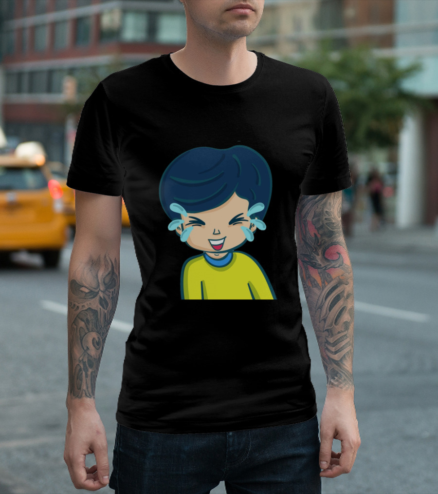 Kids Boy Laughing Illustration Young Boy Icon Cheerful Face Expression T-Shirt