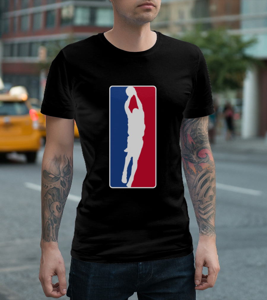 Kobe Bryant Jump Shot Silhouette Custom NBA Red Blue White T-Shirt