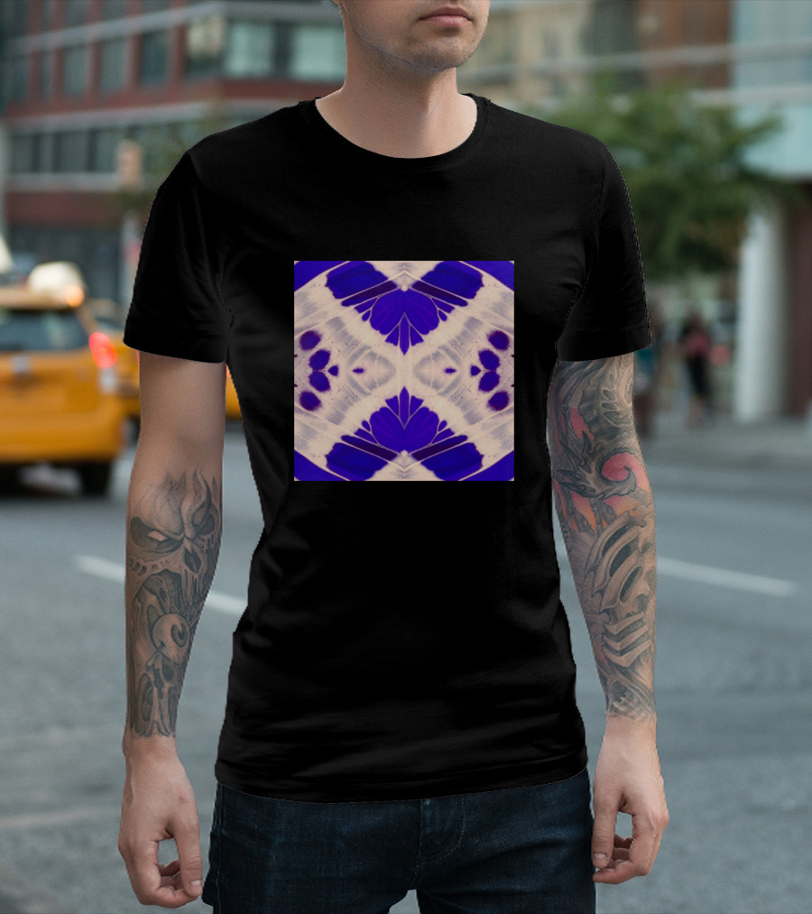 Light Blue And White Abstract Butterfly Wing T-Shirt
