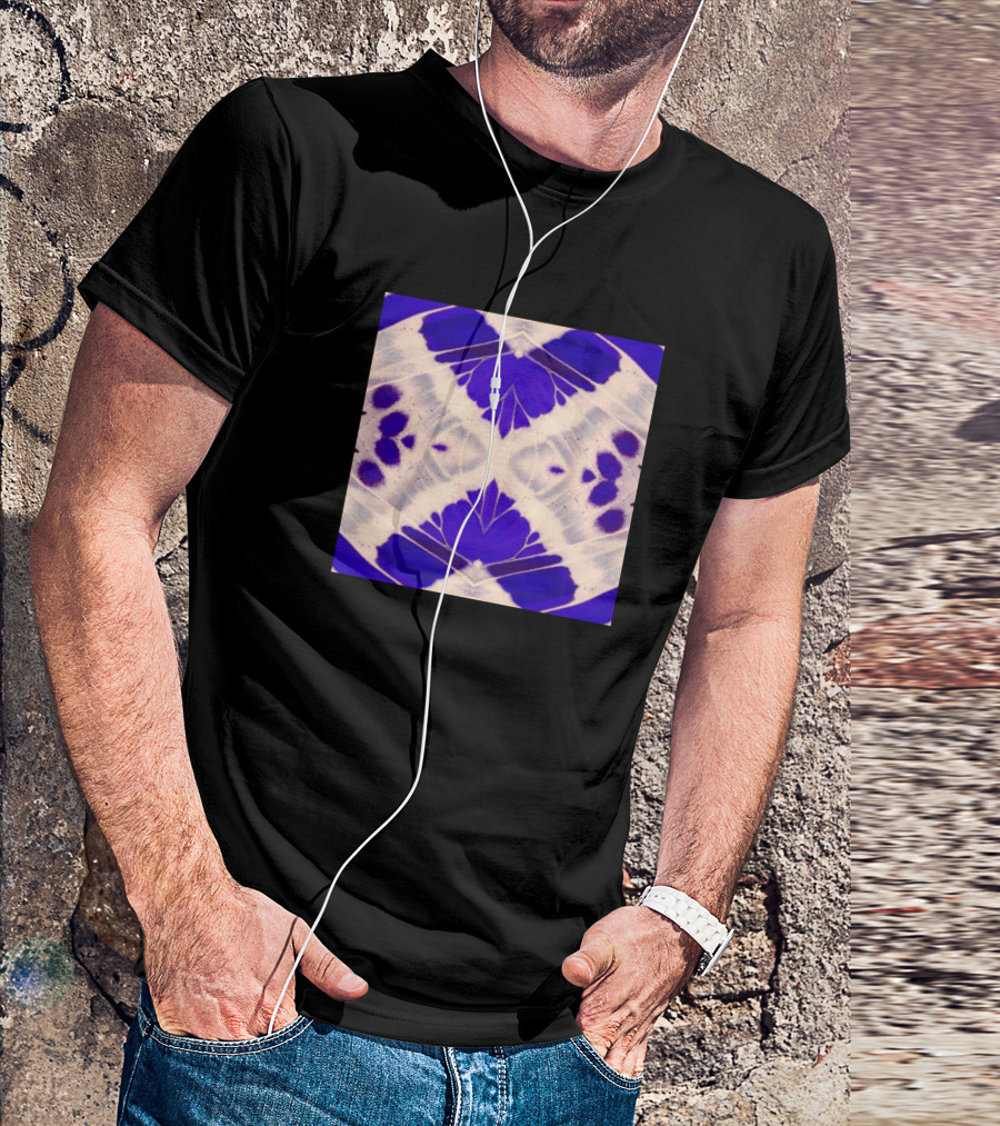 Light Blue And White Abstract Butterfly Wing T-Shirt