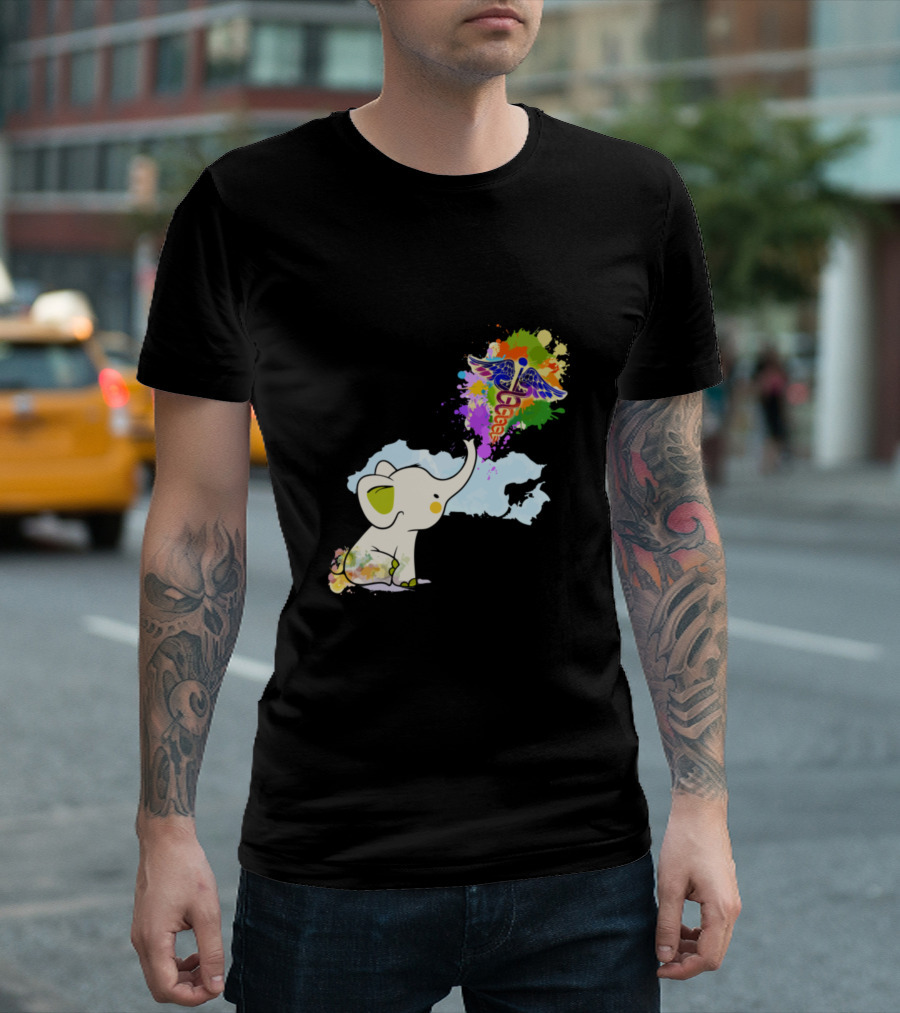 Live Love Heal CNA Colorful Elephant With Medical Symbol Career Motivation T-Shirt