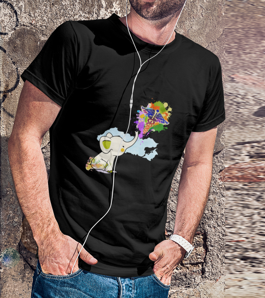 Live Love Heal CNA Colorful Elephant With Medical Symbol Career Motivation T-Shirt