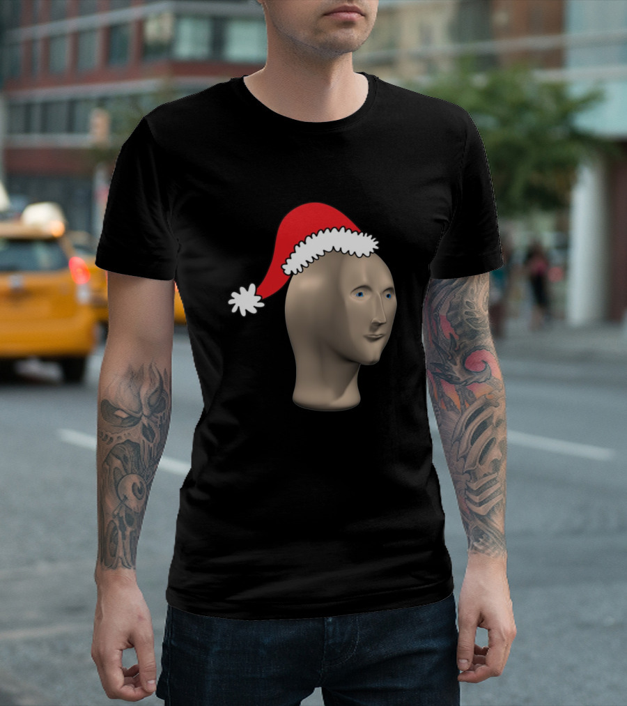 Merri Christmes Stonk Man Meme Santa Hat T-Shirt