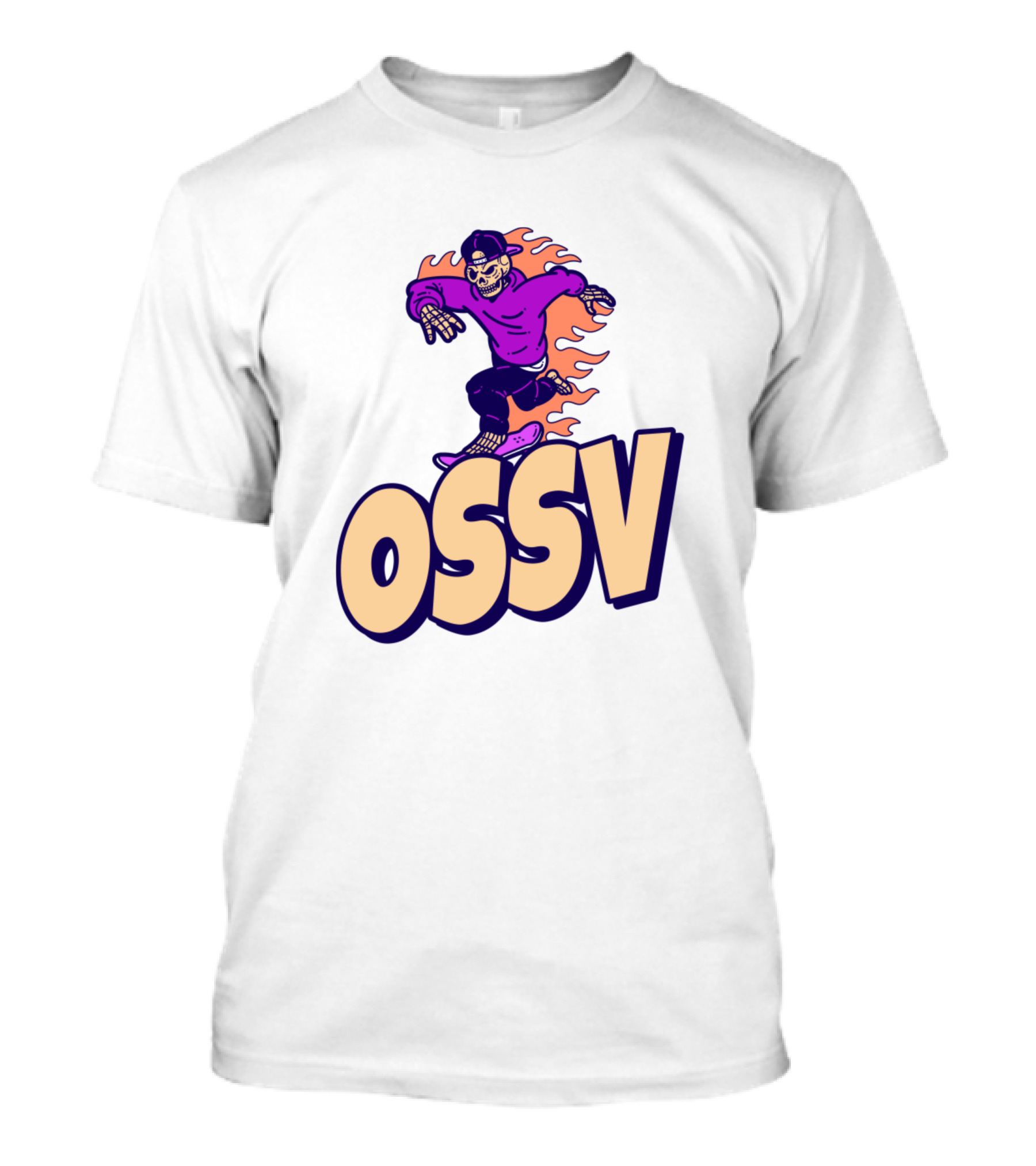 OSSV Purple Flaming Skeleton Skater T-Shirt
