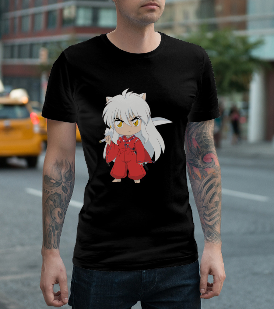 Chibi Petit Inuyasha Character In Red Kimono T-Shirt