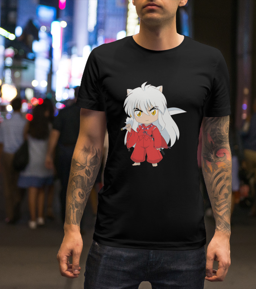 Chibi Petit Inuyasha Character In Red Kimono T-Shirt