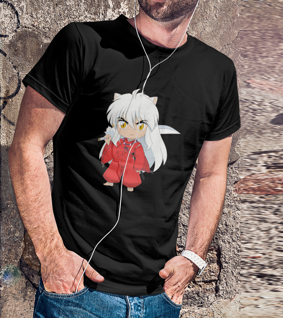 Chibi Petit Inuyasha Character In Red Kimono T-Shirt