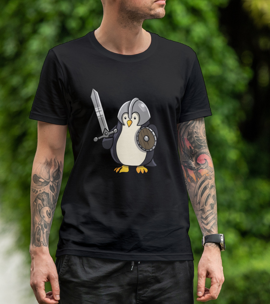 Knight Penguin With Sword And Shield T-Shirt