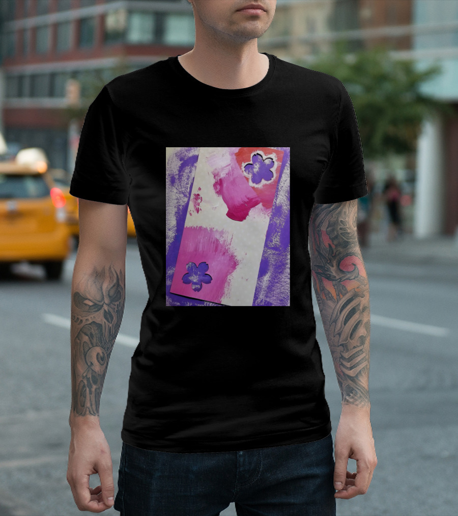 Strange Sakura Cherry Blossom Paint Art Abstract Purple Pink Flower Cutouts T-Shirt