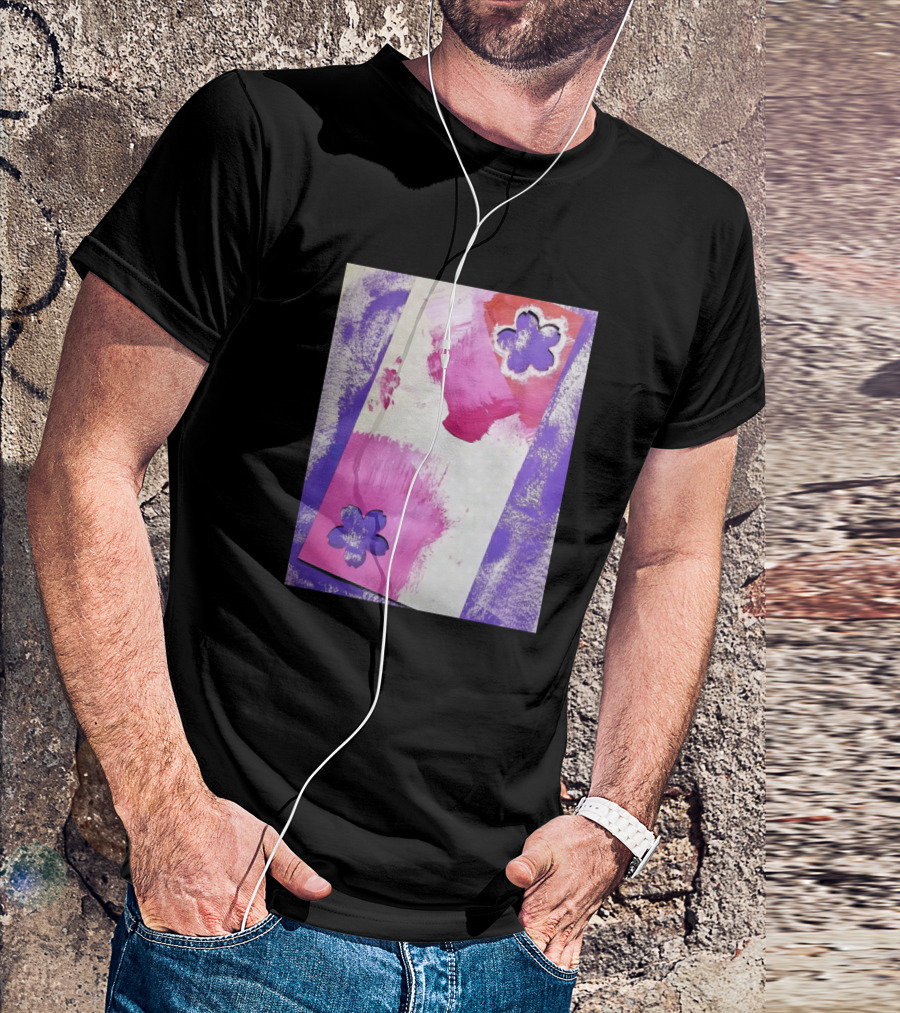 Strange Sakura Cherry Blossom Paint Art Abstract Purple Pink Flower Cutouts T-Shirt