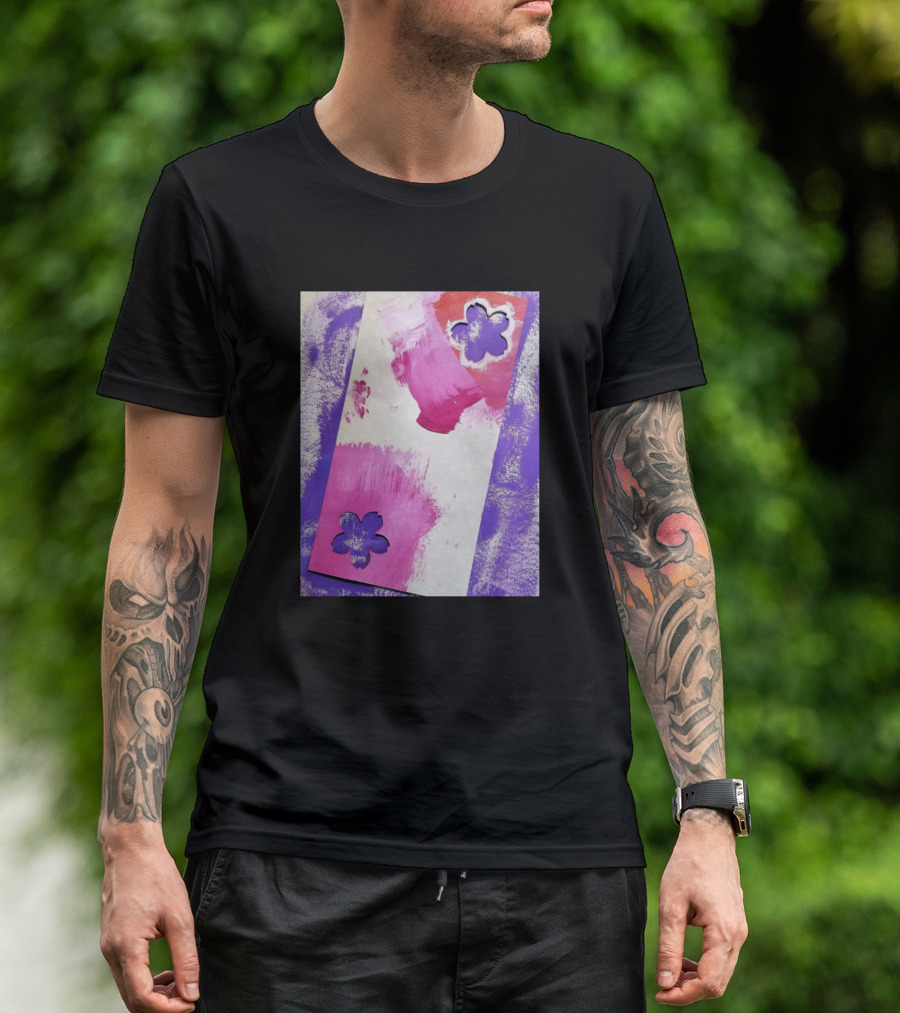 Strange Sakura Cherry Blossom Paint Art Abstract Purple Pink Flower Cutouts T-Shirt