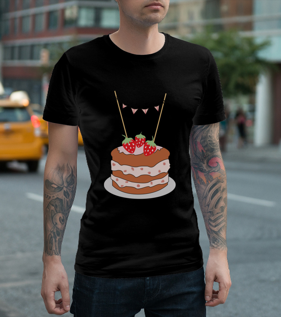 Strawberry Cake with Bunting Decorations T-Shirt