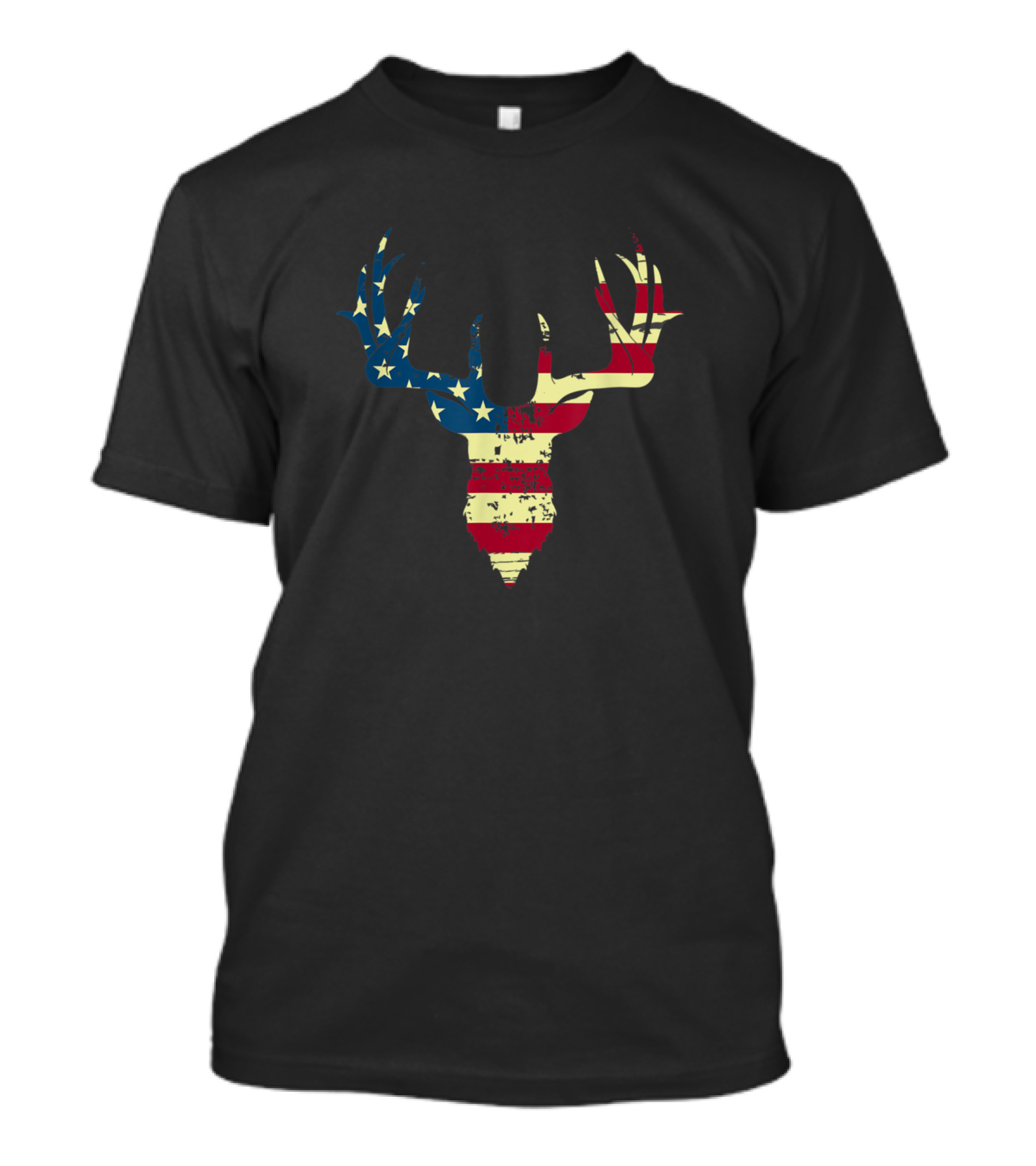 Usa American Flag Whitetail Deer Buck Antler Silhouette Patriotic Wildlife T-Shirt