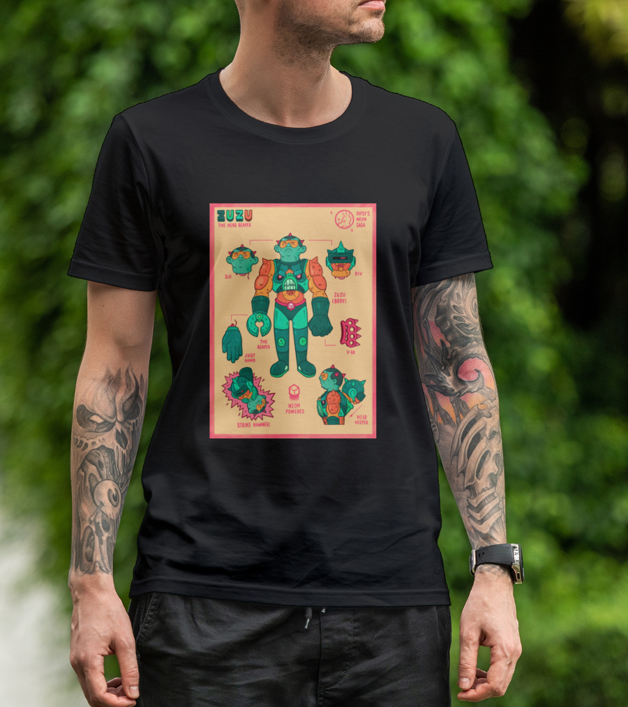 ZUZU The Head Reaper Dipsy's Neon Saga Strike Hammer Neon Powered T-Shirt