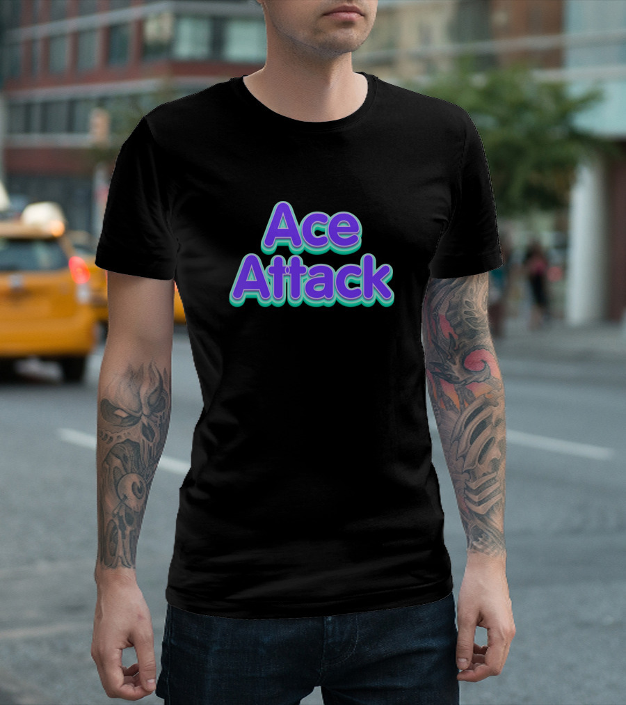 Ace Attack Vibrant Text Style Bold Colors T-Shirt