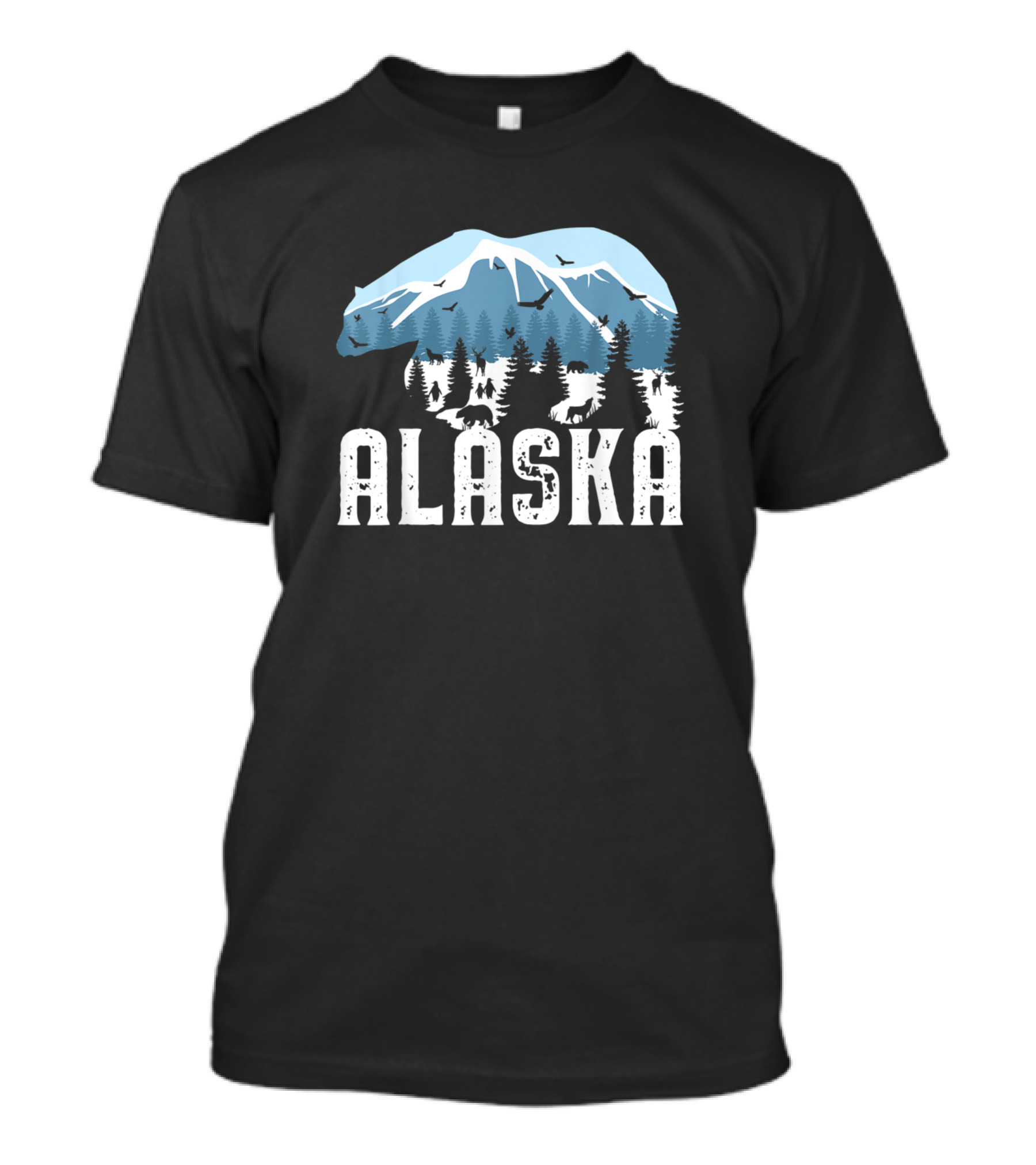Alaska Polar Bear Snow Mountain Wild Animal Forest T-Shirt