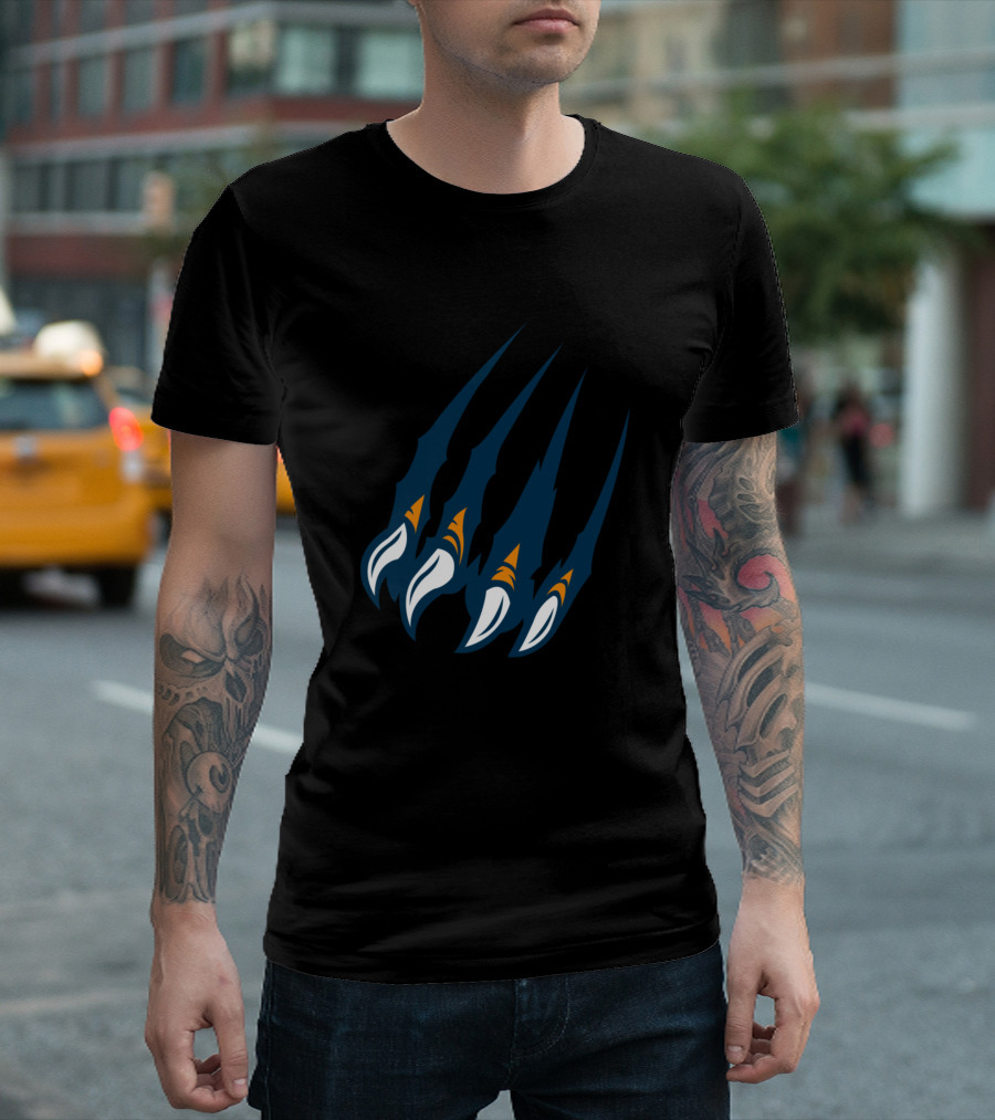 Navy And White Claws Scratch Marks T-Shirt