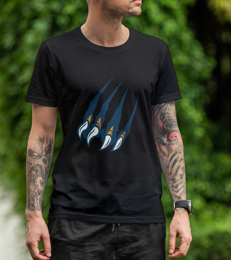Navy And White Claws Scratch Marks T-Shirt