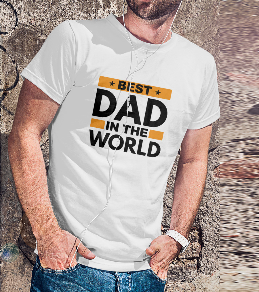 Best Dad In The World Bold Star Accents T-Shirt