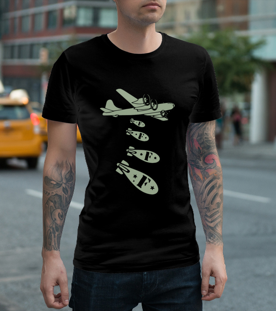 Bomber Plane Dropping F-Bombs with Stars T-Shirt