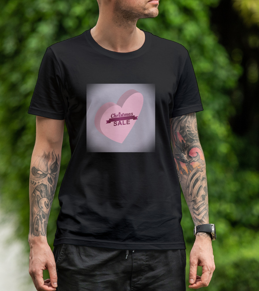 Christmas Sale Heart Shaped Holiday Promotion T-Shirt