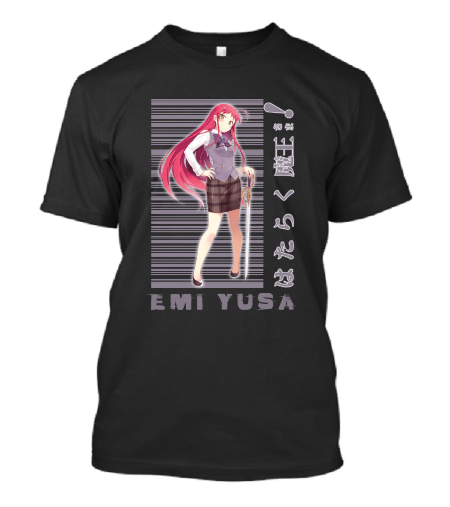 EMI YUSA Barcode Pattern With Japanese Katakana Text T-Shirt