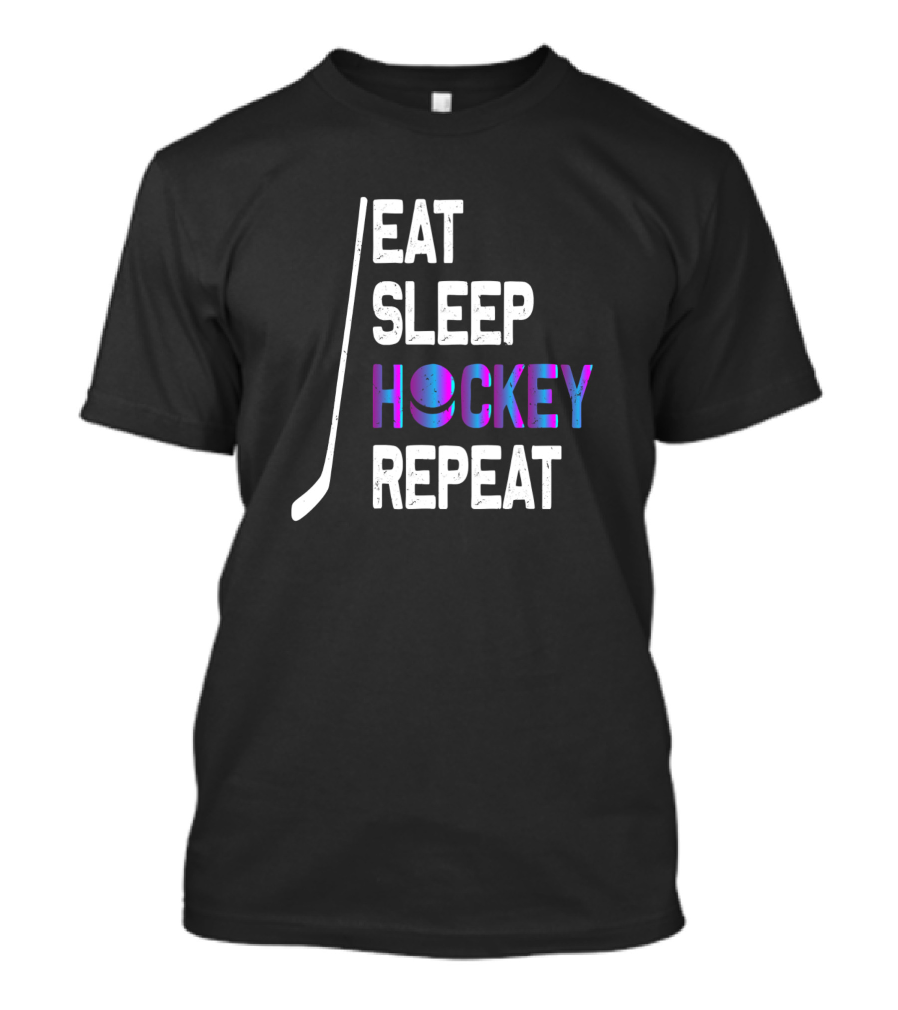 Eat Sleep Hockey Repeat Fun Hockey Stick Smile T-Shirt