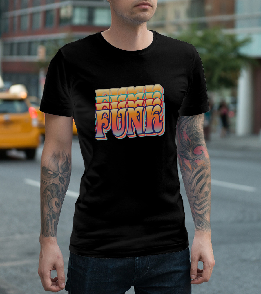 Funk Retro Groovy Layered Typography T-Shirt
