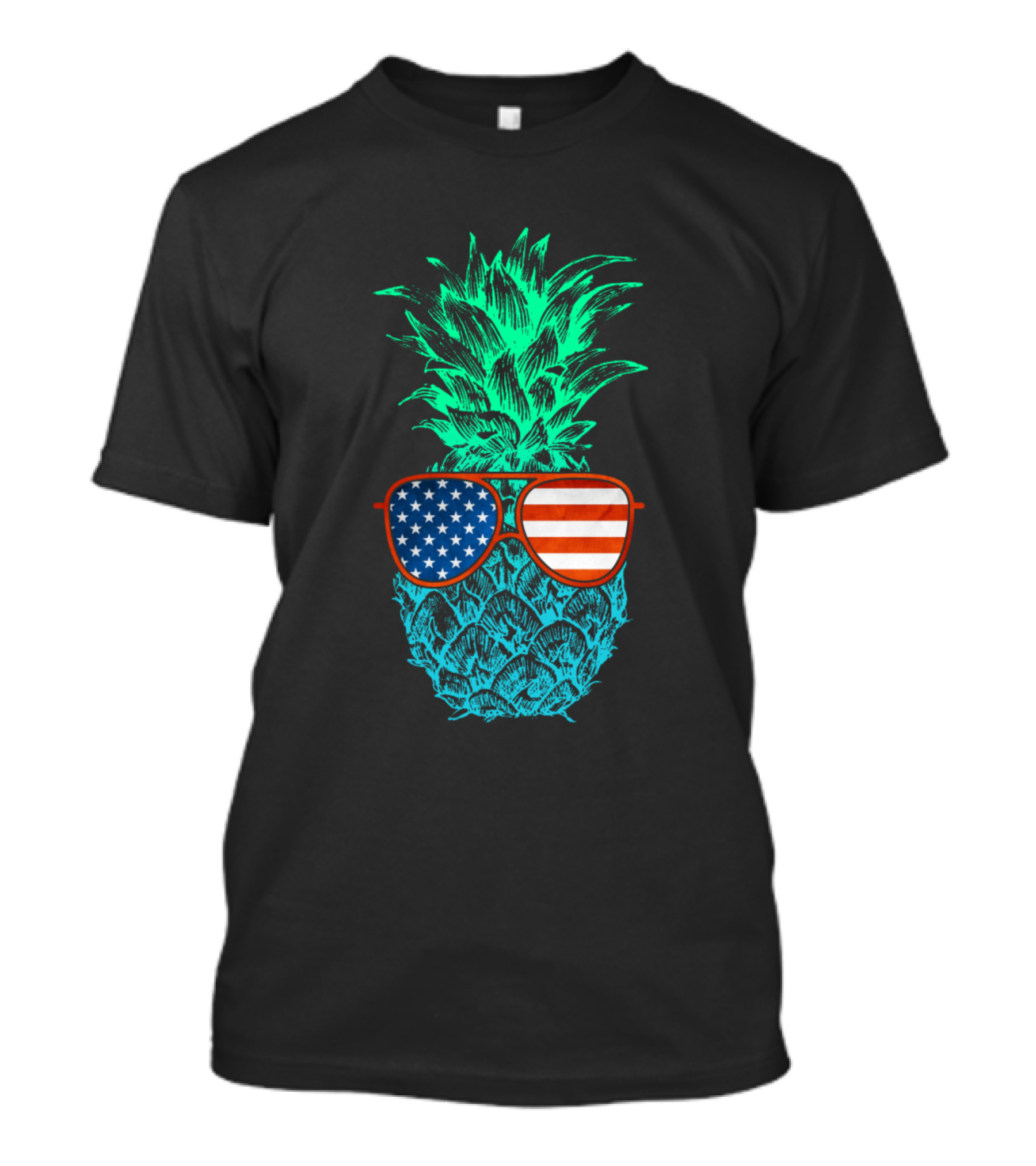 Funny Fourth Of July Pineapple Wearing American Flag Glasses Party T-Shirt