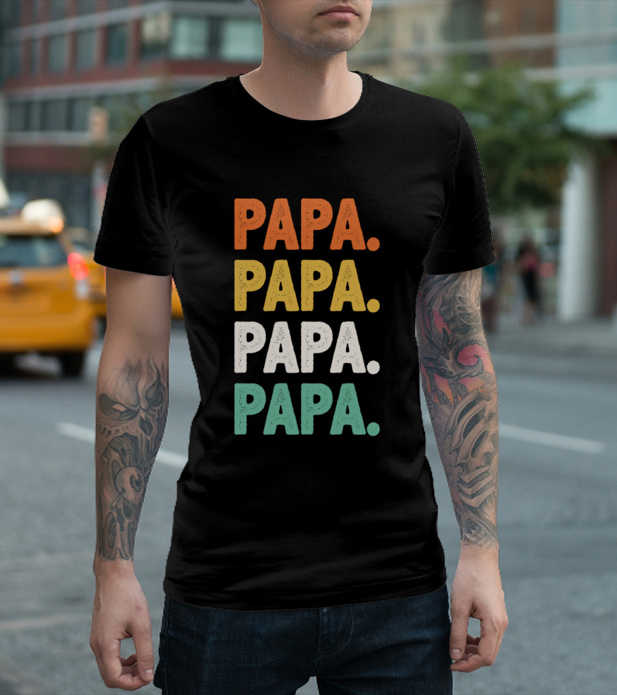 Papa Papa Papa Papa Retro Gift for Papa T-Shirt