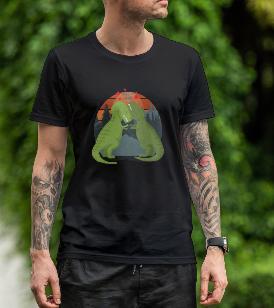 Hold My Hand Dino Forest Sunset T-Rex Love T-Shirt