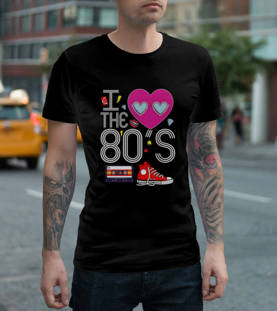 I Heart The 80s Cassette Sneakers Retro Fun T-Shirt