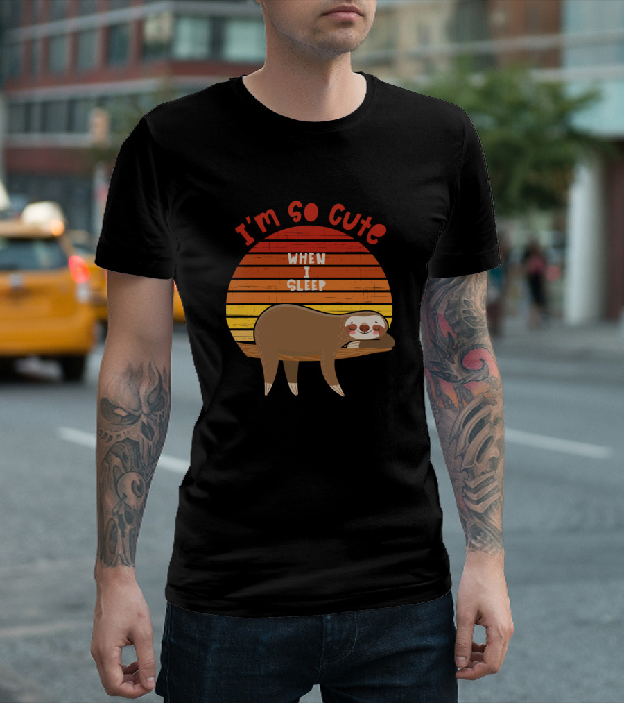 I'm So Cute When I Sleep Sloth Retro Sunset T-Shirt