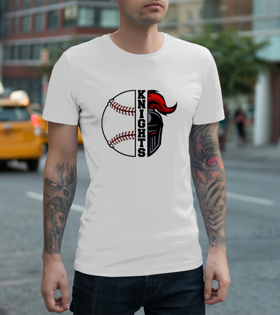 Knights Baseball Half Baseball Half Helmet Emblem T-Shirt