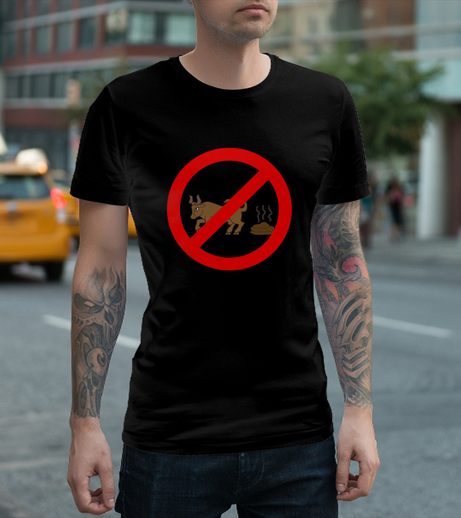 Lustiges Kein Bullshit Hier Symbol Durchgestrichene Bull und Haufen T-Shirt