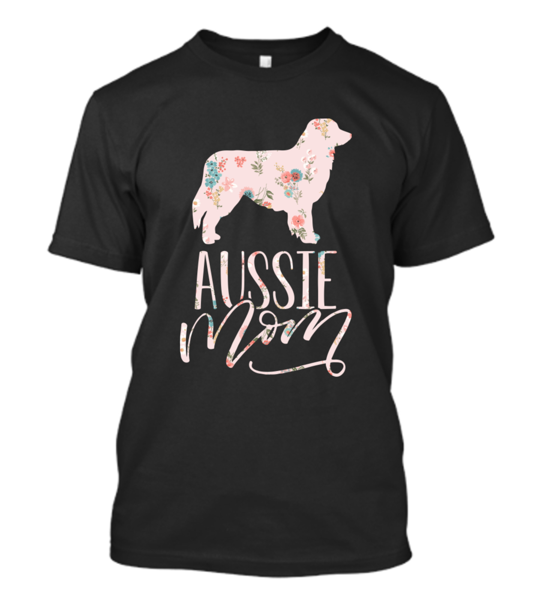 Floral Aussie Mom Silhouette For Mothers Day T-Shirt
